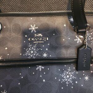 Coach Navy blue snowflake tote bag
